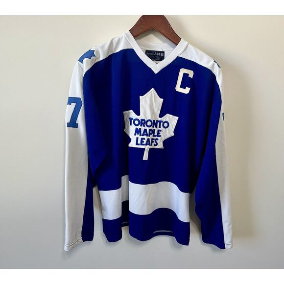 Vintage Toronto Maple Leafs Doug Laurie Sporting Good Jersey Size Large 80s Blue - Picture 1 of 6